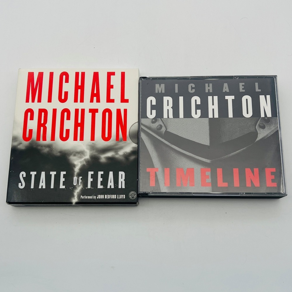 Michael Crichton Audiobook CD Lot State of Fear and Timeline Techno-Thriller